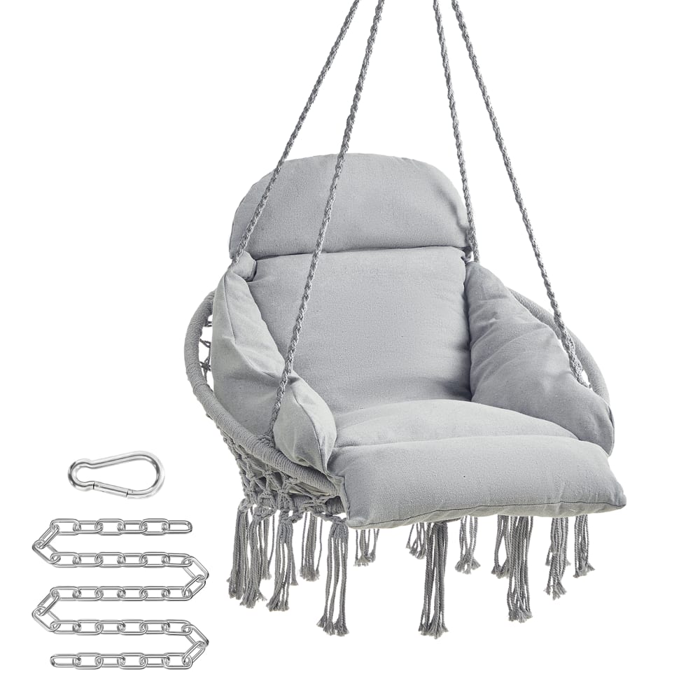 Hamac suspendu chaise avec coussin  capacité 120 kg gris
