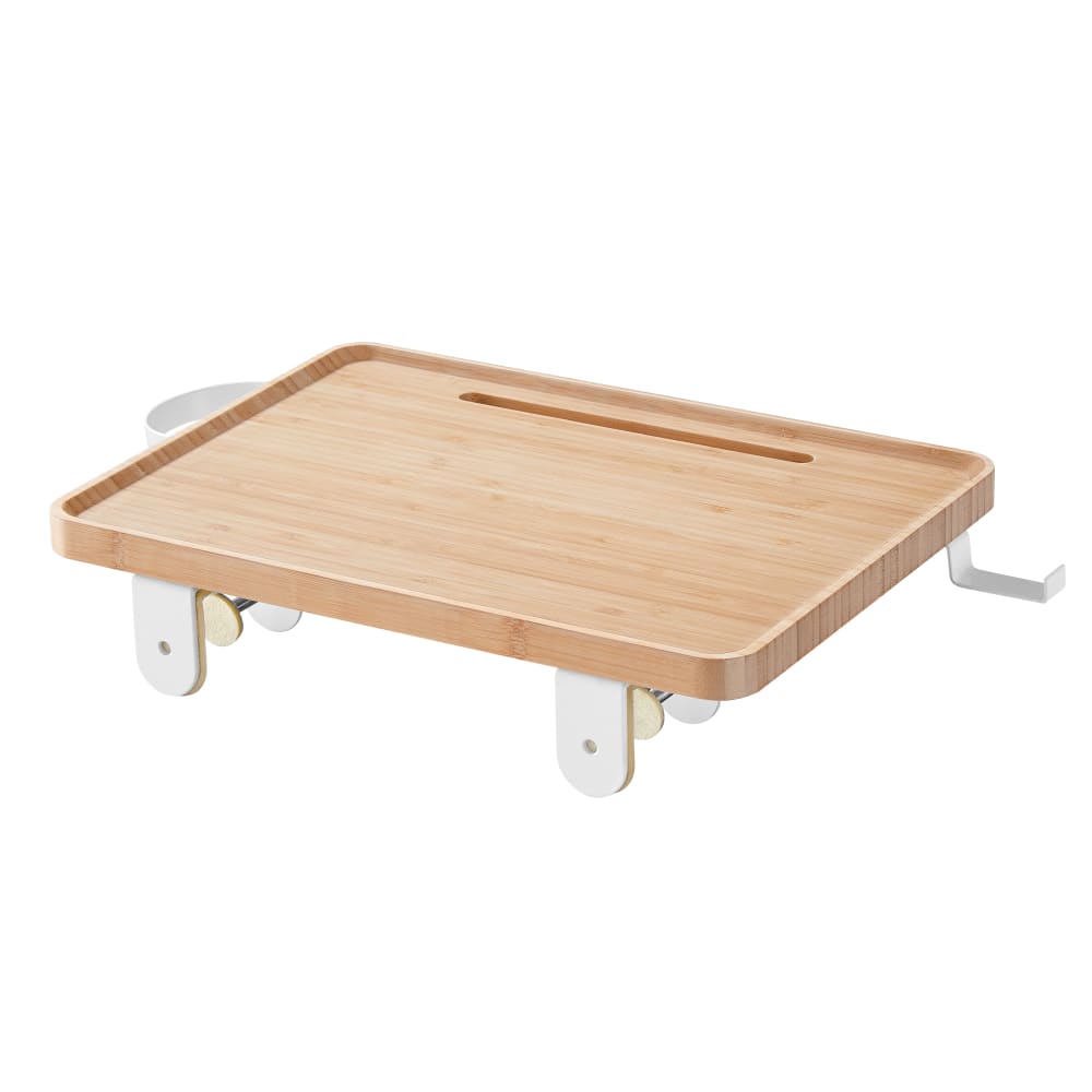 Plateau de lit porte-verre rotatif pinces réglables beige naturel