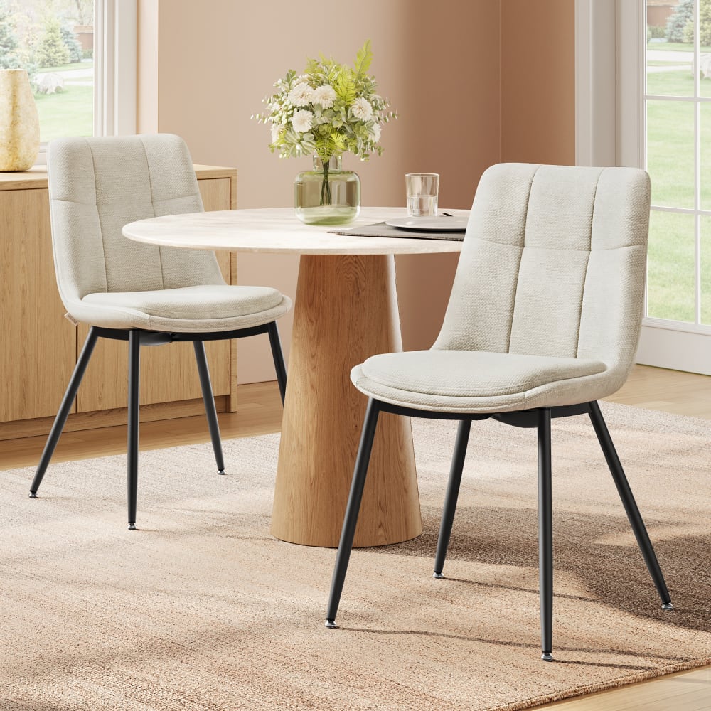 Lot de 2 chaises salle à manger pour salle à Manger blanc crème