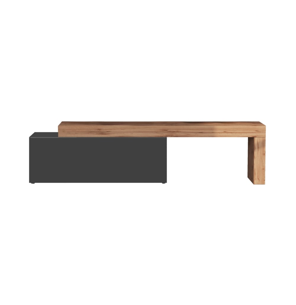 Meuble tv extensible 1 porte 180/290 cm effet bois anthracite et chêne