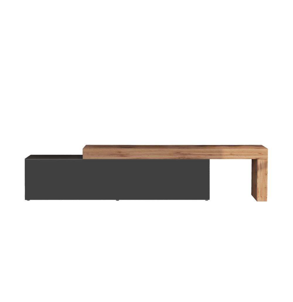 Meuble tv extensible 1 porte 190/350 cm effet bois anthracite et chêne