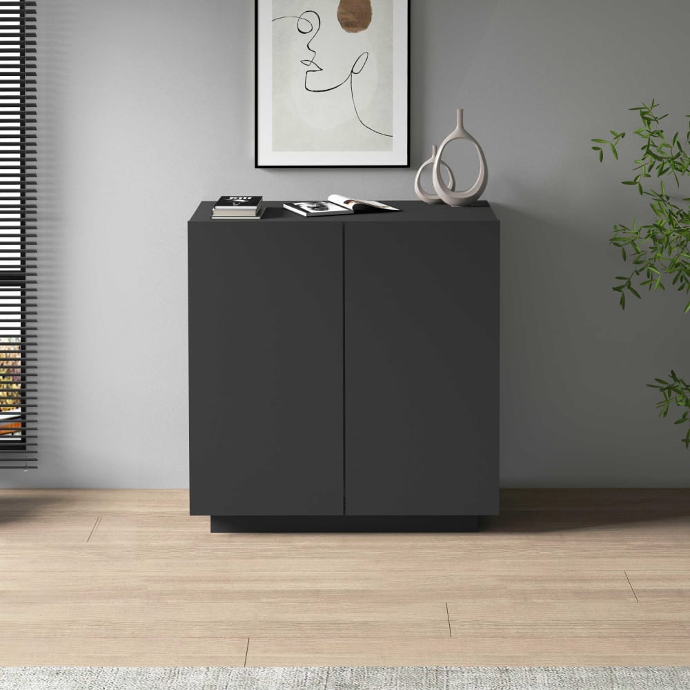 Armoire multifonction 2 portes 79,20 cm effet bois anthracite mat