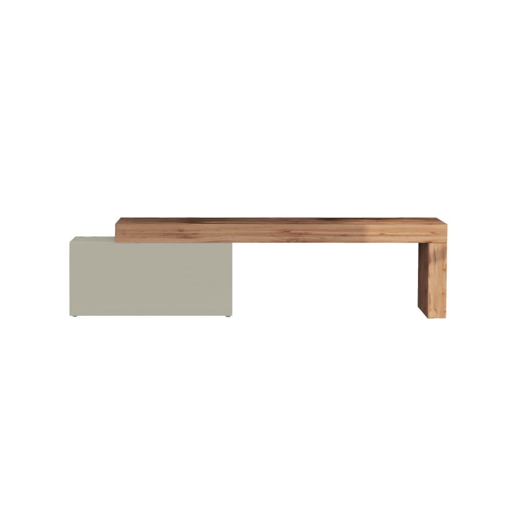 Meuble tv extensible 1 porte 180/260 cm effet bois taupe et chêne
