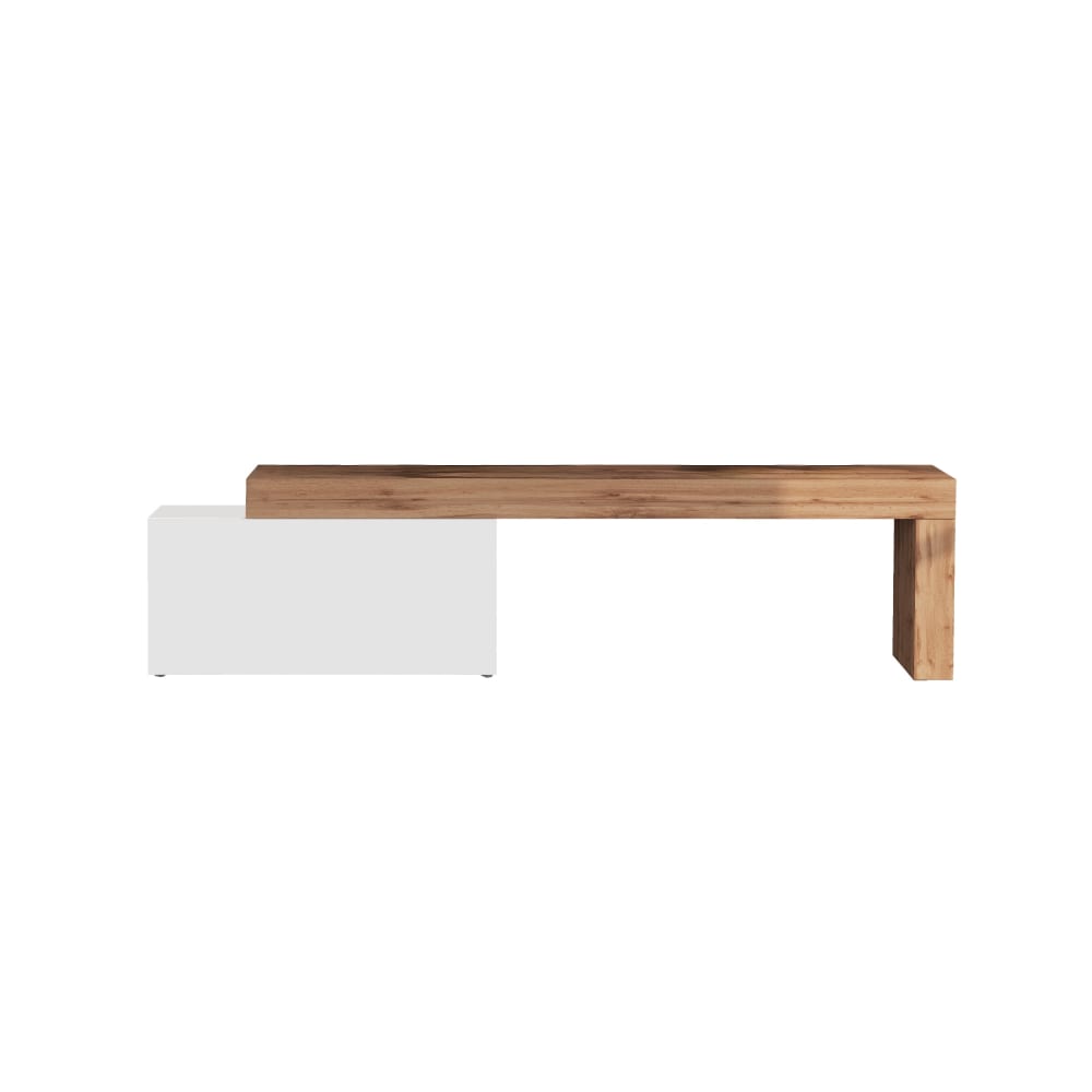 Meuble tv extensible 1 porte 180/260 cm oeffet bois blanc et chêne