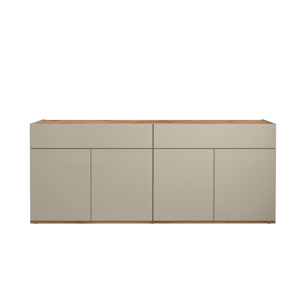 Buffet 4 portes 2 tiroirs 160,1 cm effet bois taupe mat et chêne