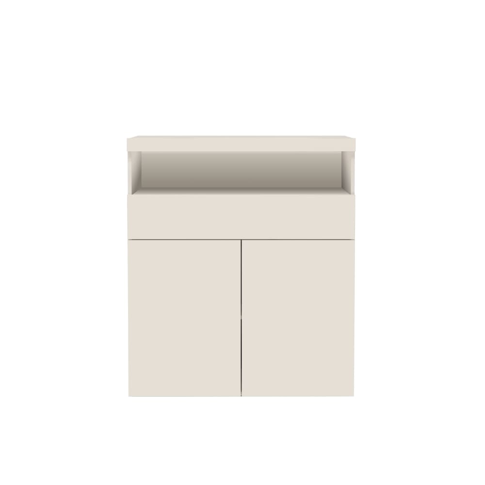 Buffet 2 portes 1 tiroir 100 cm effet bois blanc brillant