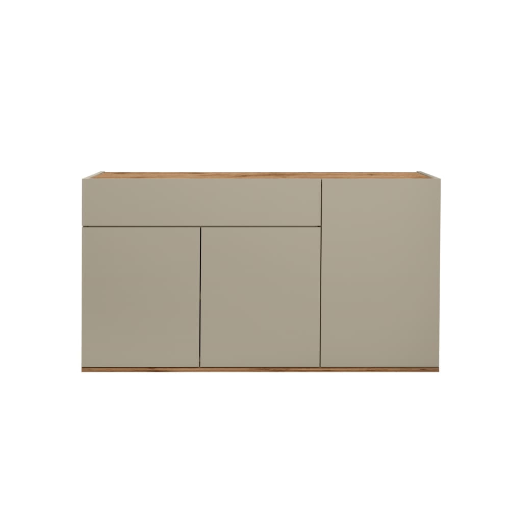 Buffet 3 portes 1 tiroir 102,1 cm effet bois taupe mat et chêne