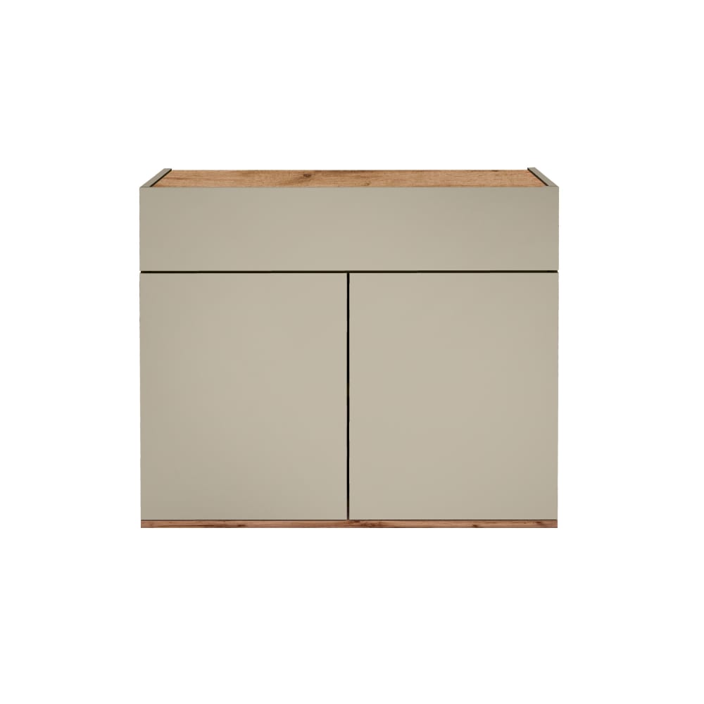 Buffet 2 portes 1 tiroir 80,9 cm effet bois taupe mat et chêne