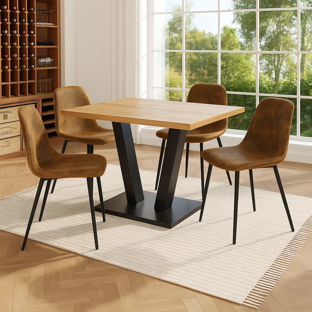 mesa de comedor extensible efecto madera 118-157cm