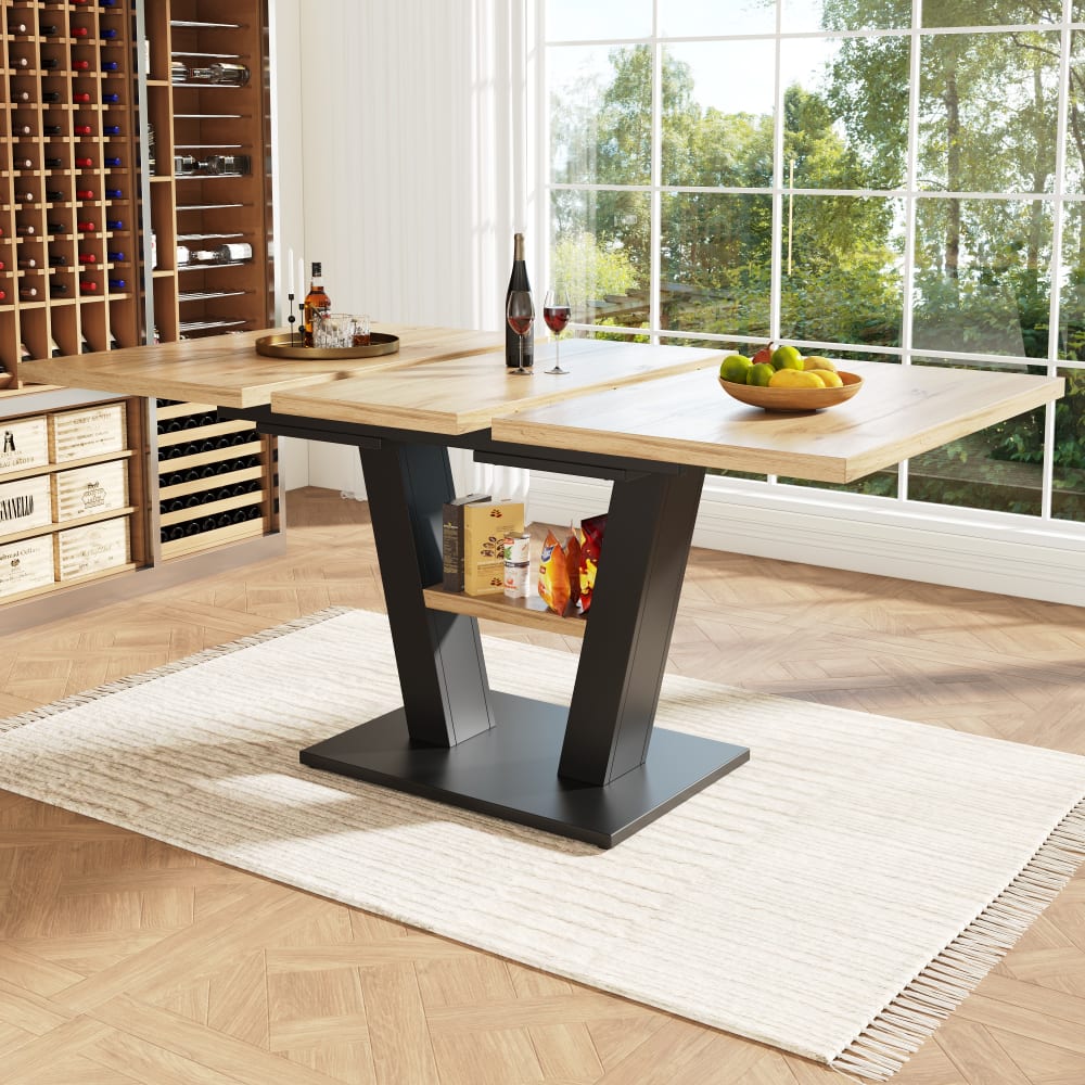 Table de salle à manger extensible effet bois 118-157cm