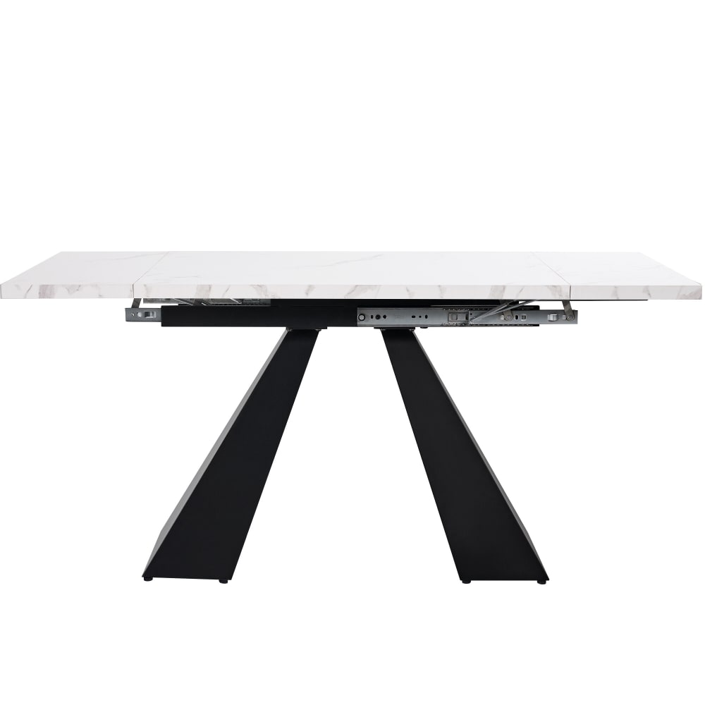Urban Meuble Ausziehbarer Esstisch mit Marmoreffekt,Weiß style modern Weiß Spanplatte