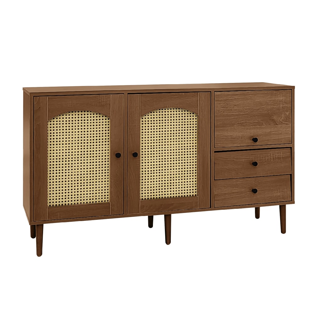 Vintage Sideboard mit Rattantüren, 2 Türen, 2 Schubladen,Braun -