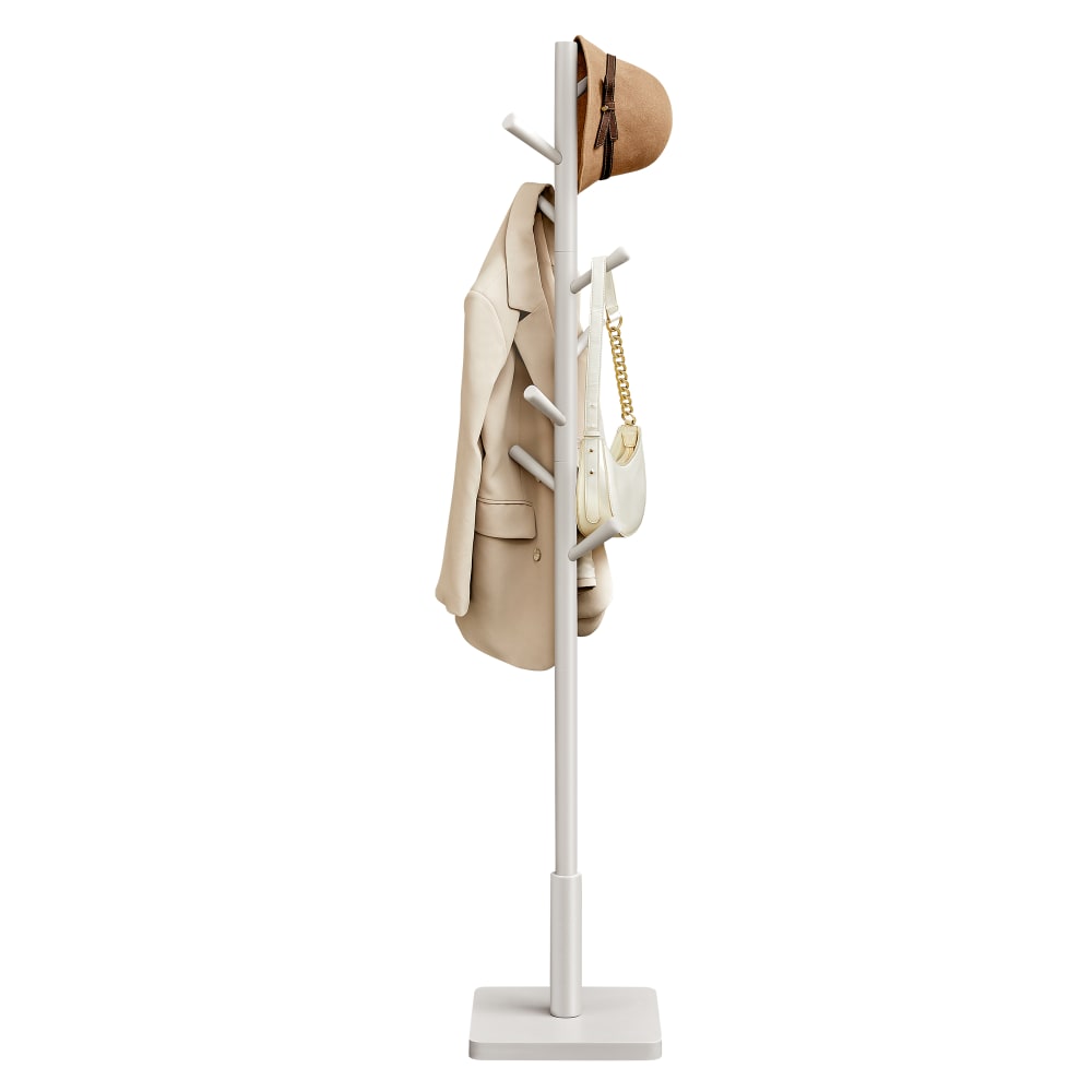 Portemanteau sur pied en bois avec 8 crochets 3 hauteurs beige Portemanteau sur pied en bois avec 8 crochets 3 hauteurs beige