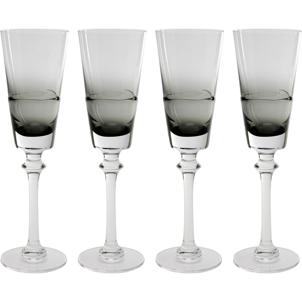 Flûte à champagne en verre gris - Lot de 4
