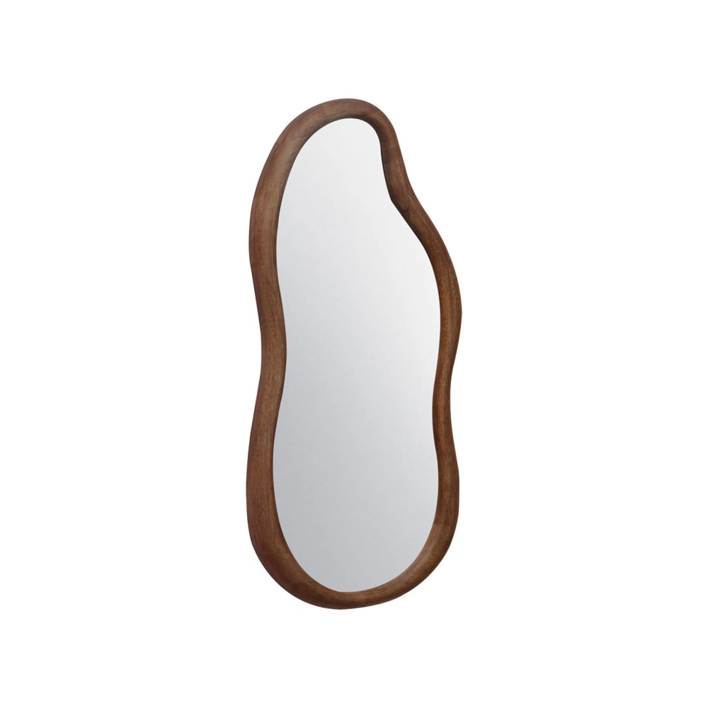 Miroir organique en bois d'hévéa, couleur noyer, 70 cm — Beyit