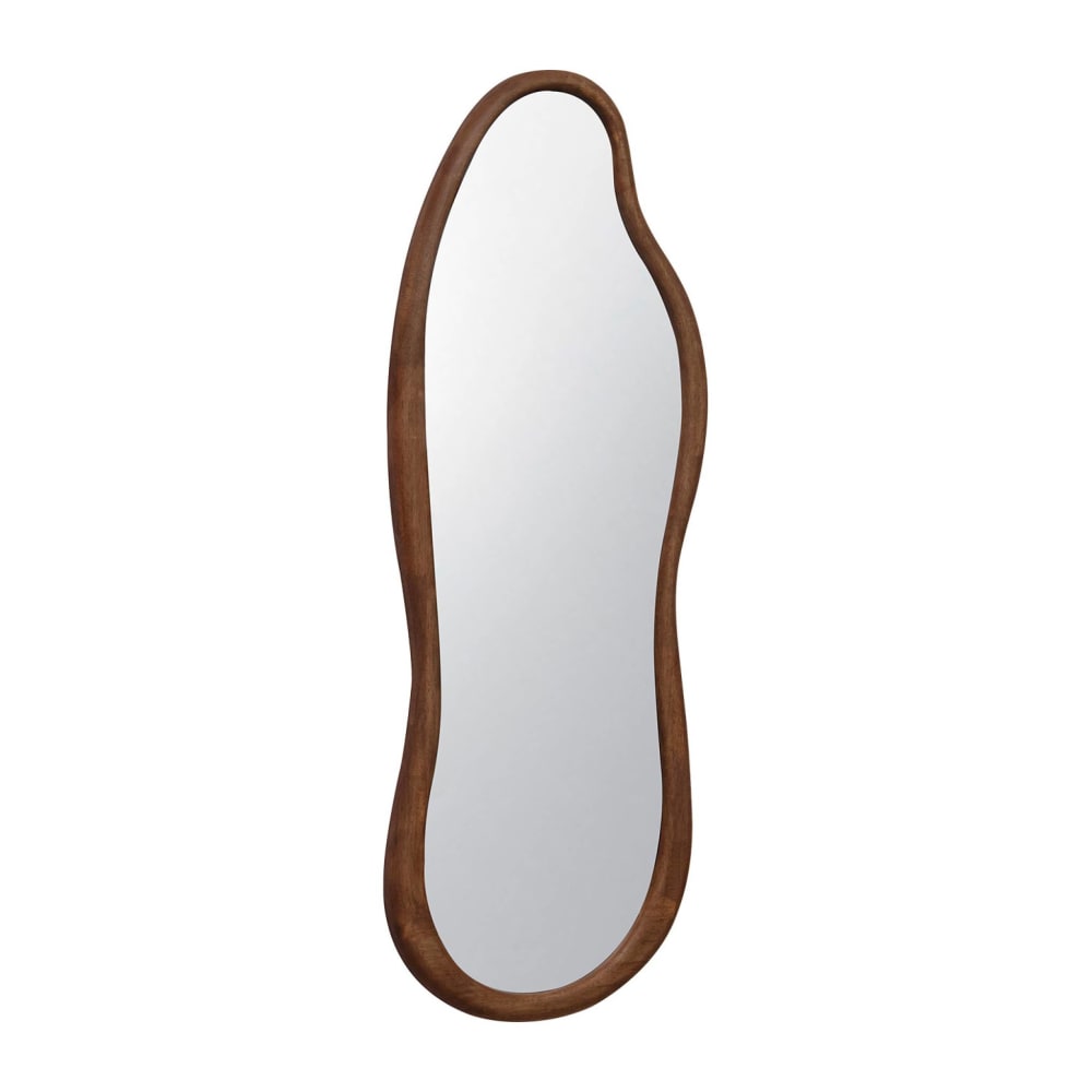 Miroir organique en bois d'hévéa, couleur noyer, 120 cm