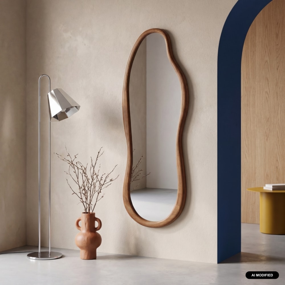 sweeek Organischer Spiegel aus Heveaholz, nussbaumfarben, 120 cm style modern Braun