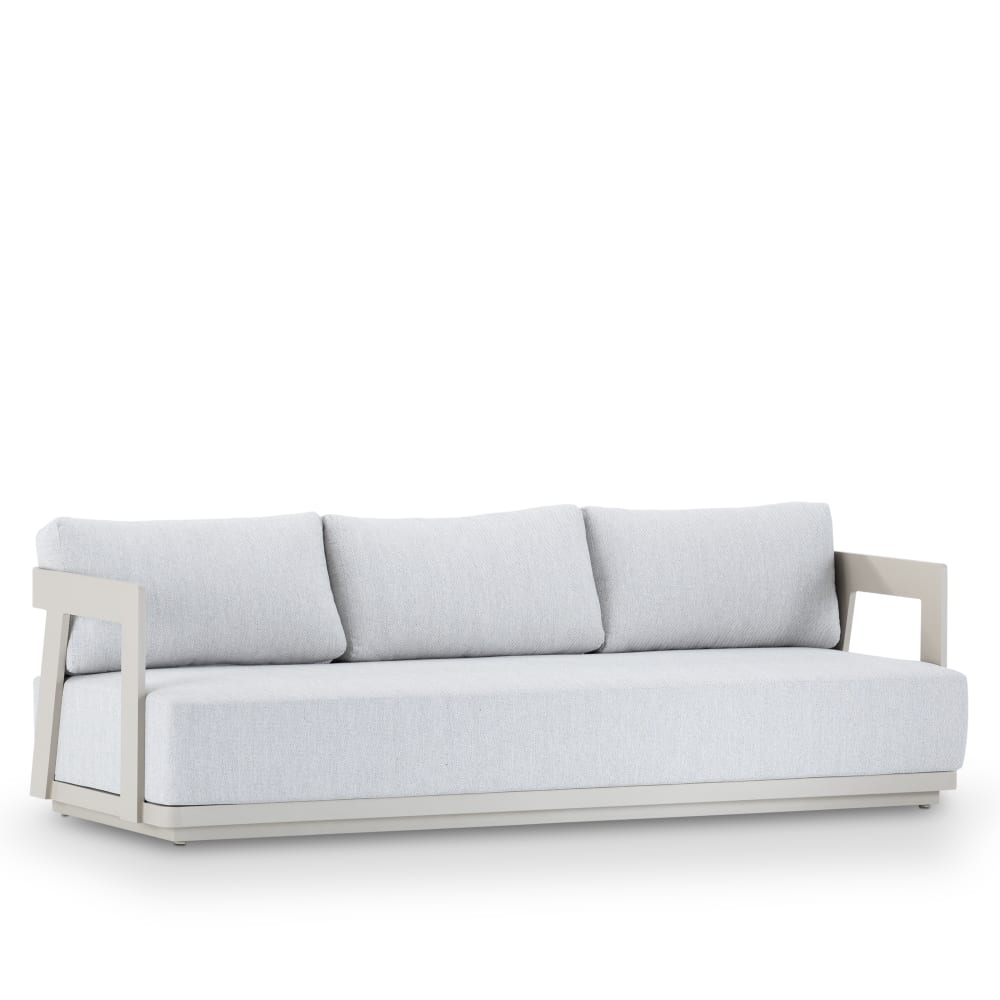 Canapé de jardin 3 places en aluminium beige
