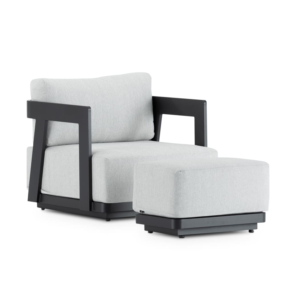 Set de fauteuil de jardin avec repose-pieds en aluminium anthracite