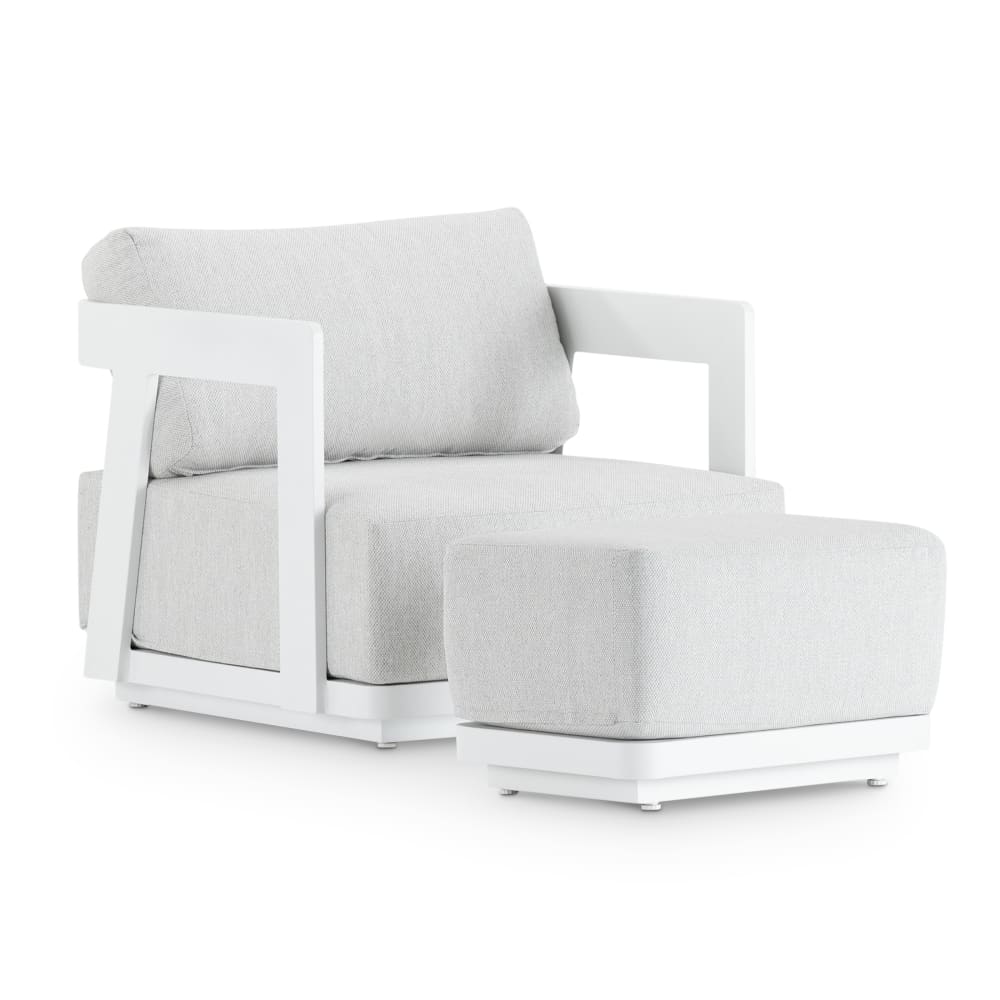 Set de fauteuil de jardin avec repose-pieds en aluminium blanc