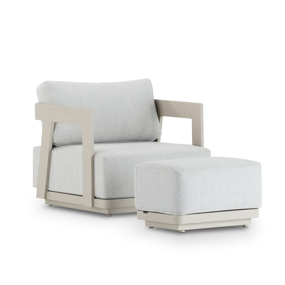 Set de fauteuil de jardin avec repose-pieds en aluminium beige