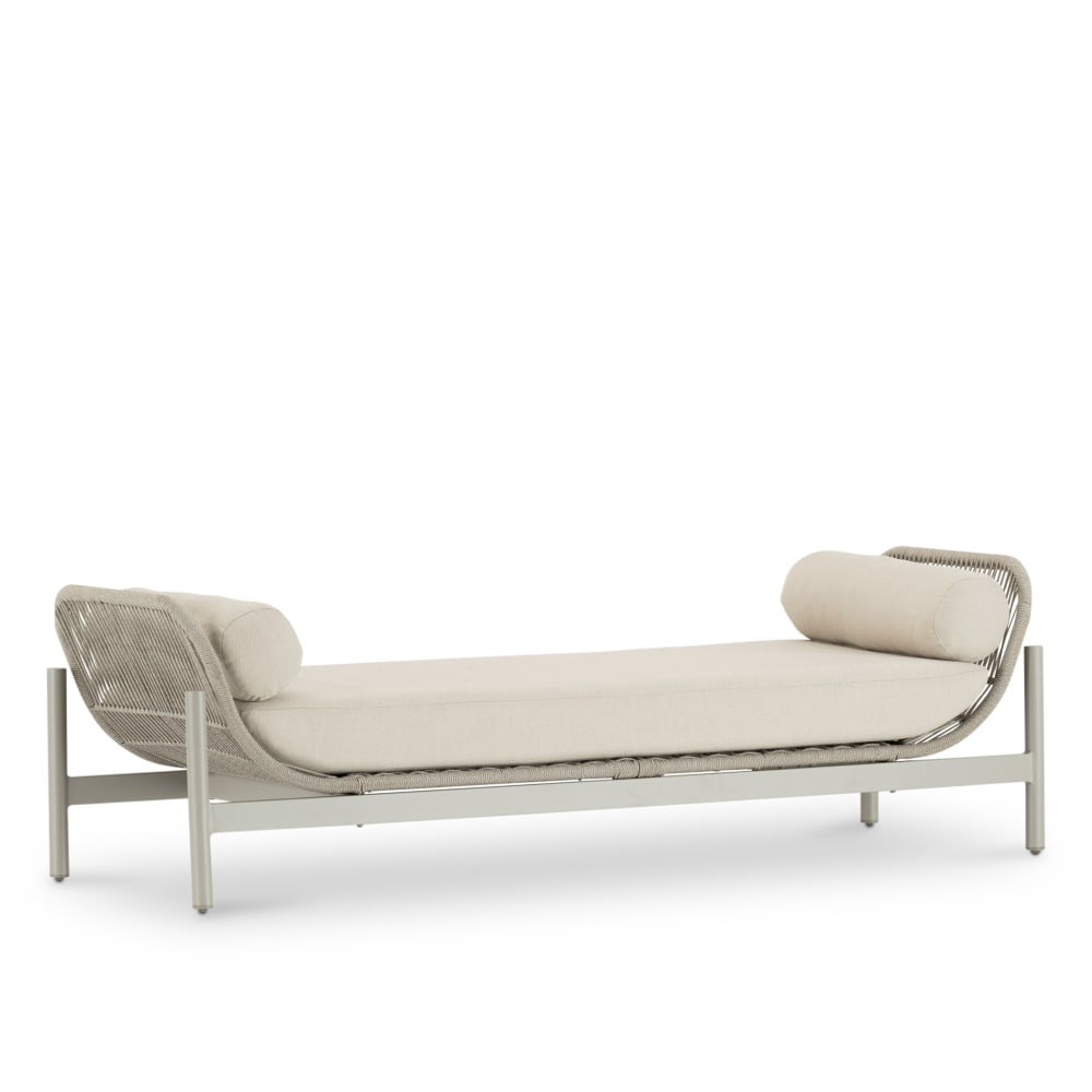 Chaise longue détente aluminium et corde beige