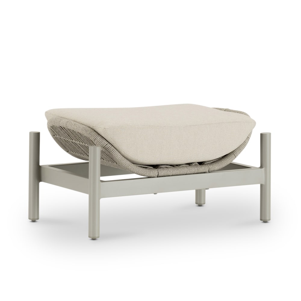 Repose pieds de jardin aluminium et corde beige
