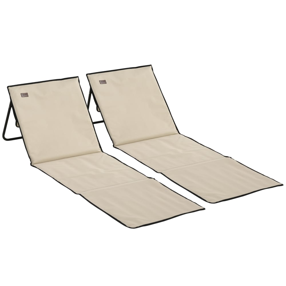 Tapis de plage rembourré dossier inclinable acier oxford beige