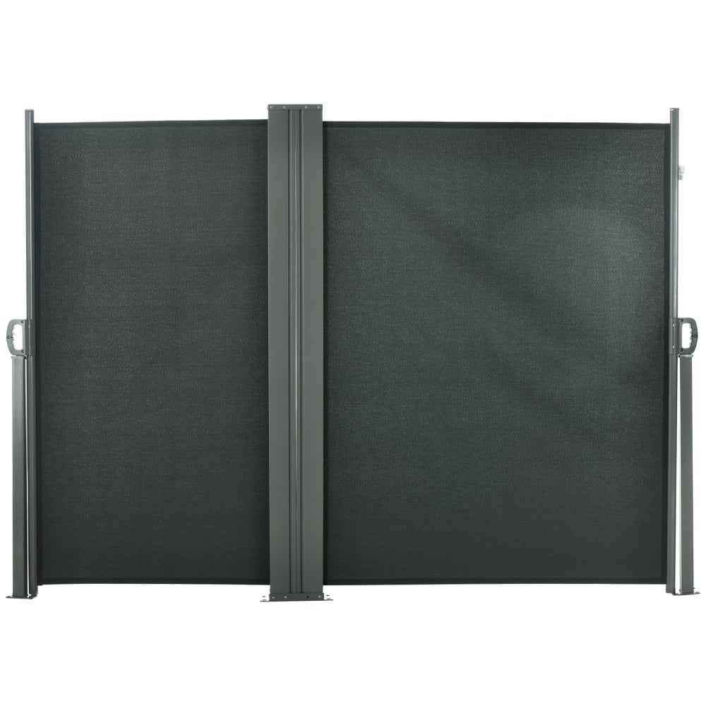 Paravent rétractable double store latéral polyester gris