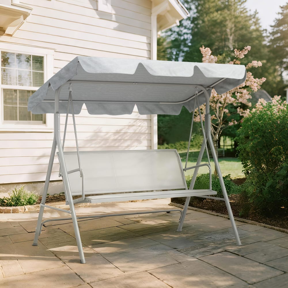 Balancelle de jardin 3 places acier textilène gris