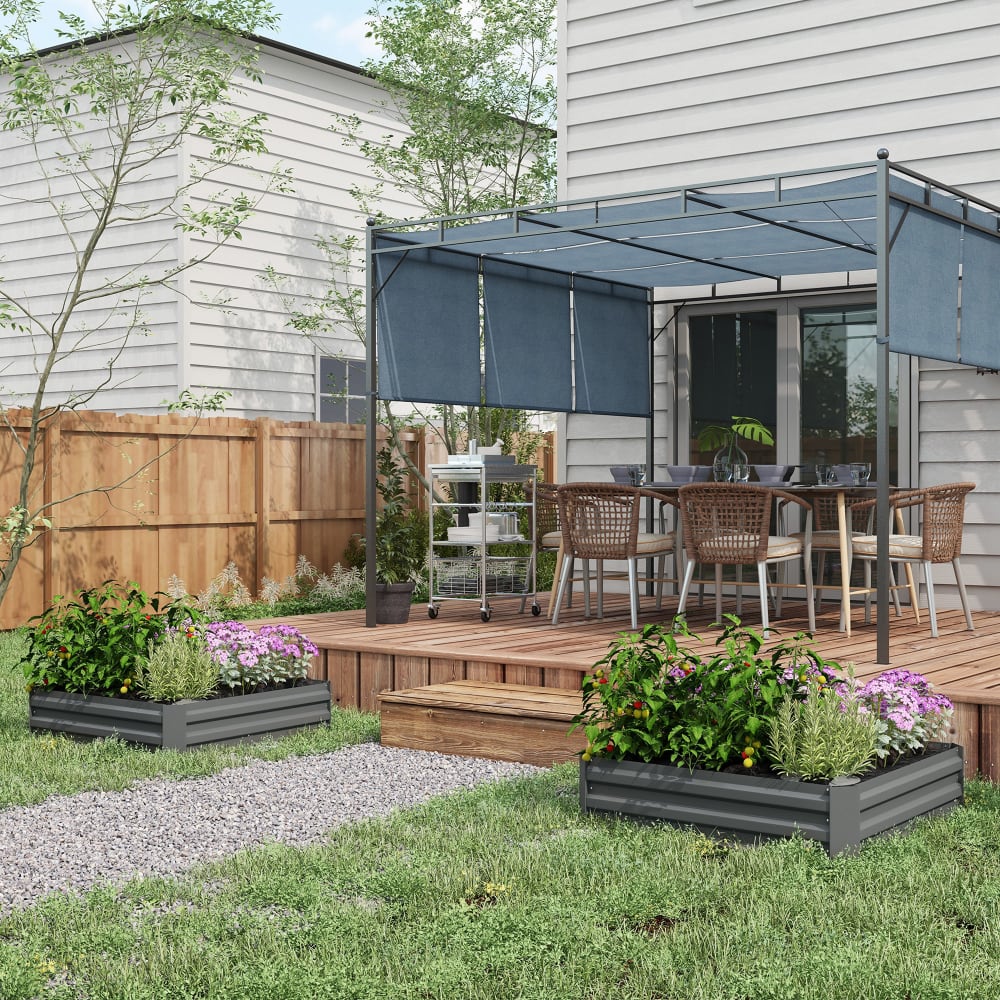 Carré potager jardin 100x100x30cm acier gris foncé