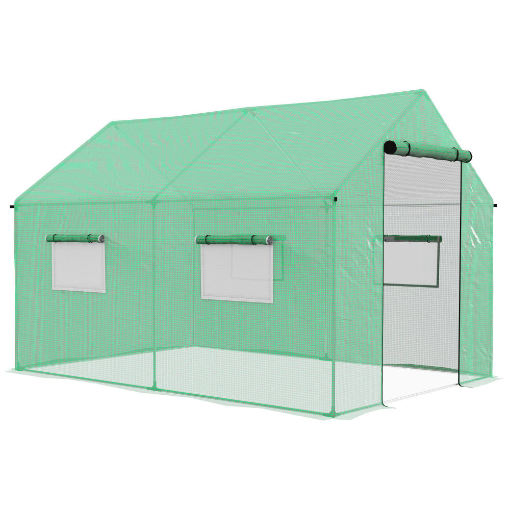 Serre de jardin tunnel 2 x 3m 6m² avec porte enroulable vert
