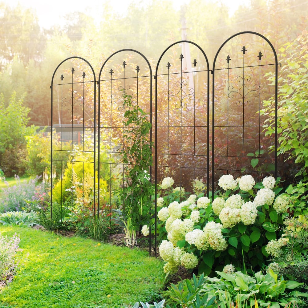 Treillis de jardin support pour plantes grimpantes acier noir