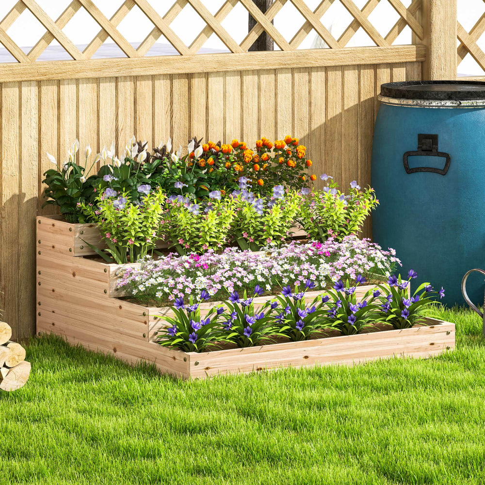 Carré potager de jardin surélevé 4 étages en bois massif bois naturel