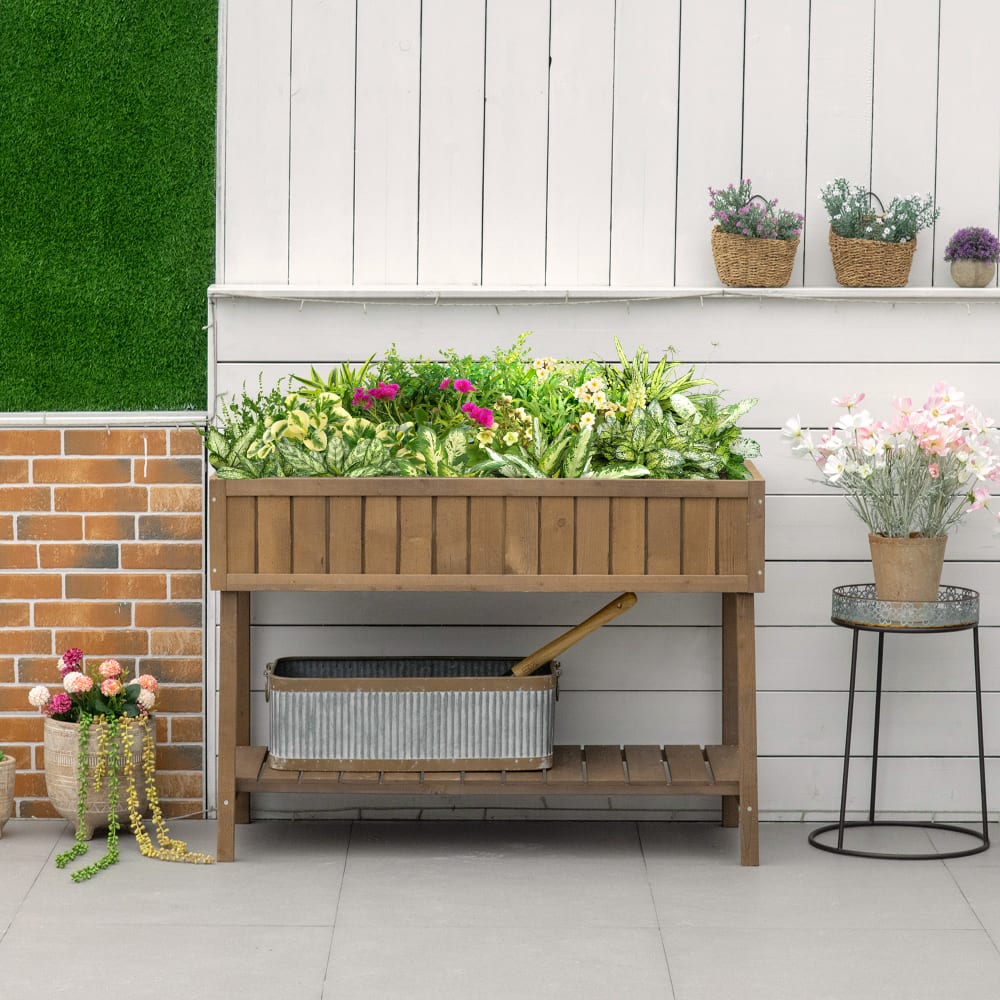 Jardinière sur pieds carré potager 8 compartiments bois de sapin