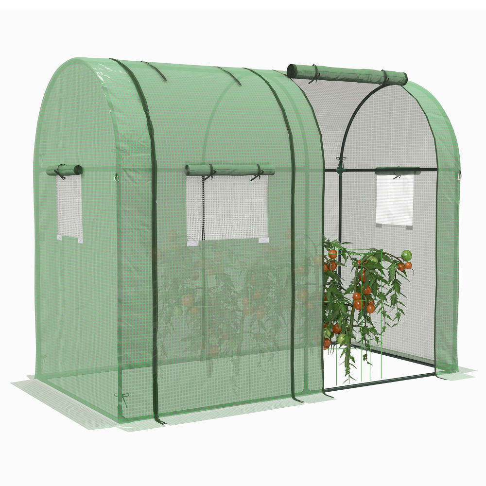 Serre de jardin 2 portes zippées acier pe haute densité vert