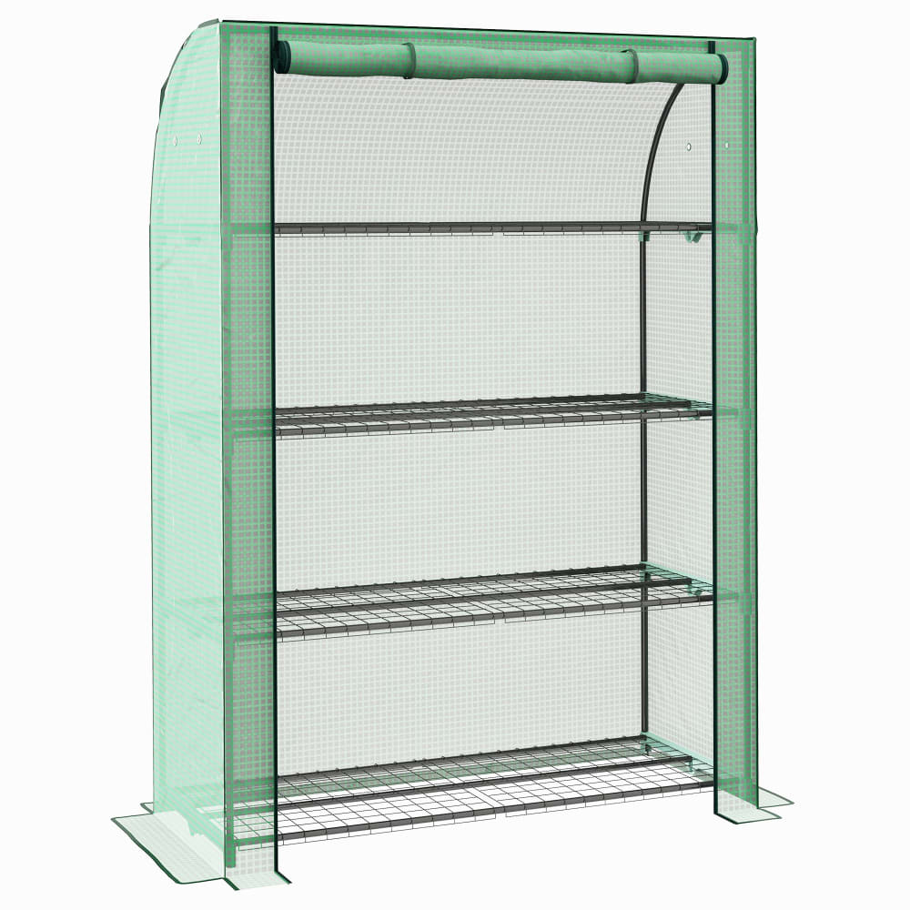 Serre de jardin étagères 4 niveaux structure acier vert