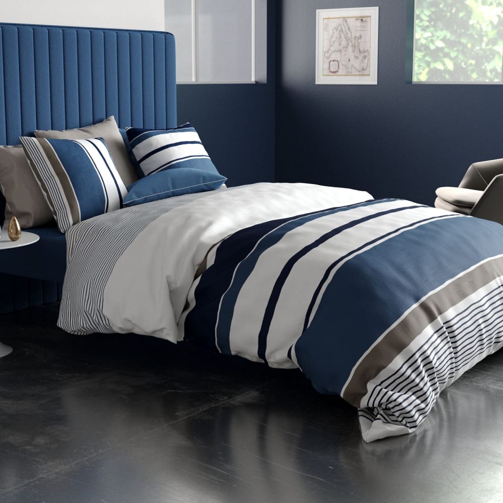 Parure housse de couette coton imprimée + 2 taies 240x220 cm