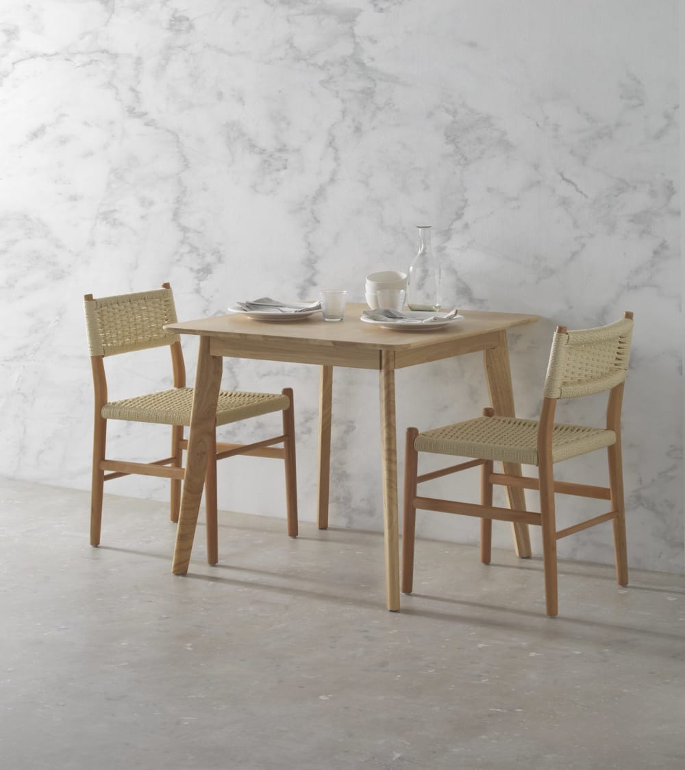 Quadratischer Tisch furnierte Eichenplatte 80 x 80 - Maisons Du