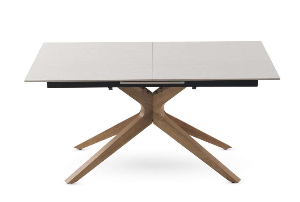 Table extensible pied en chêne et plateau en céramique  160/200x90