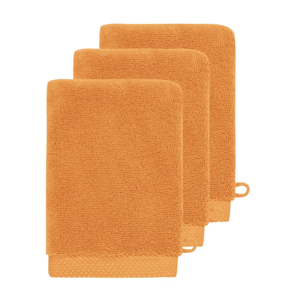 3 gants de toilette 560 g/m² caramel 16x22 cm