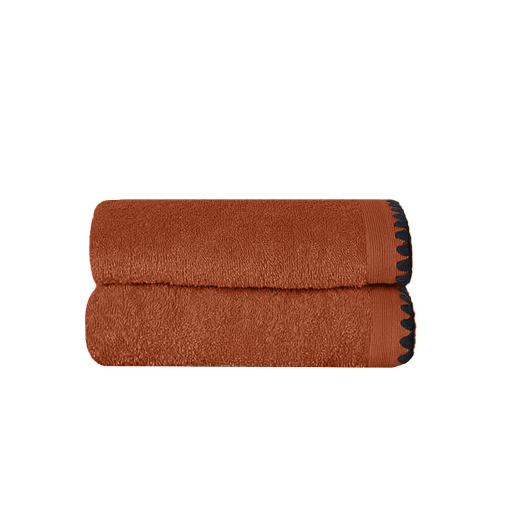 Llot de 2 serviettes de toilette point cavali auburn 50x90 cm
