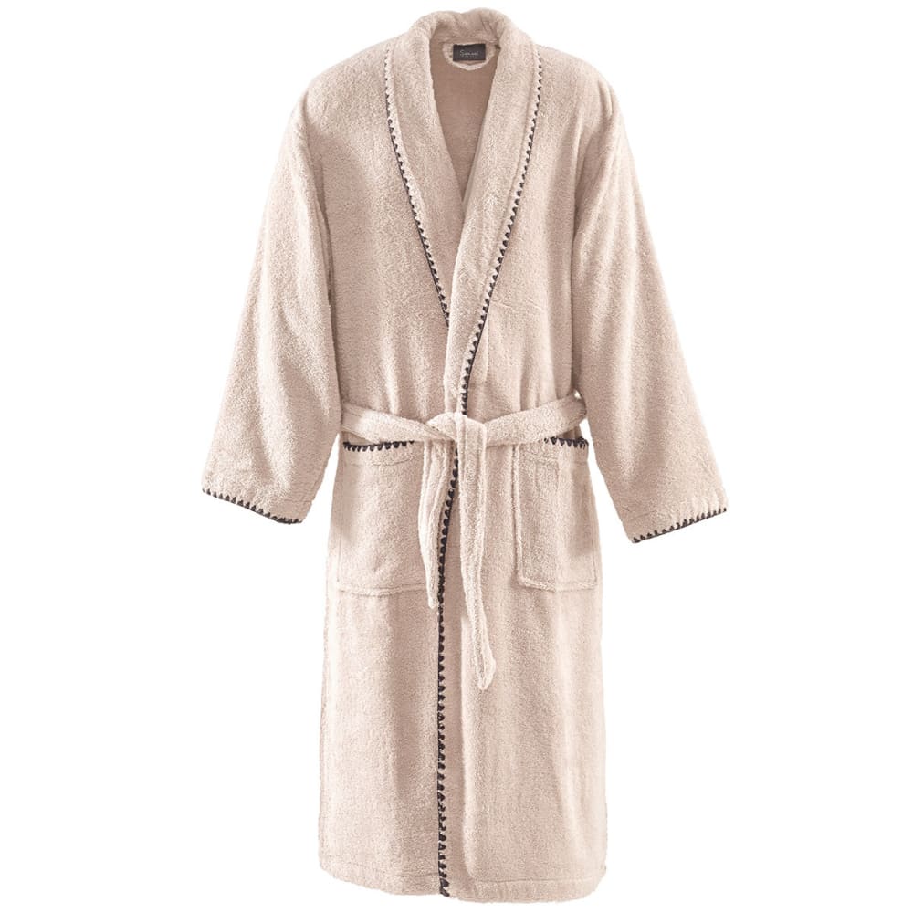 Sensei Maison Unisex Bademantel mit Schalkragen aus Baumwolle Sand S style landhaus Beige Öko-Tex Zertifikat Baumwolle