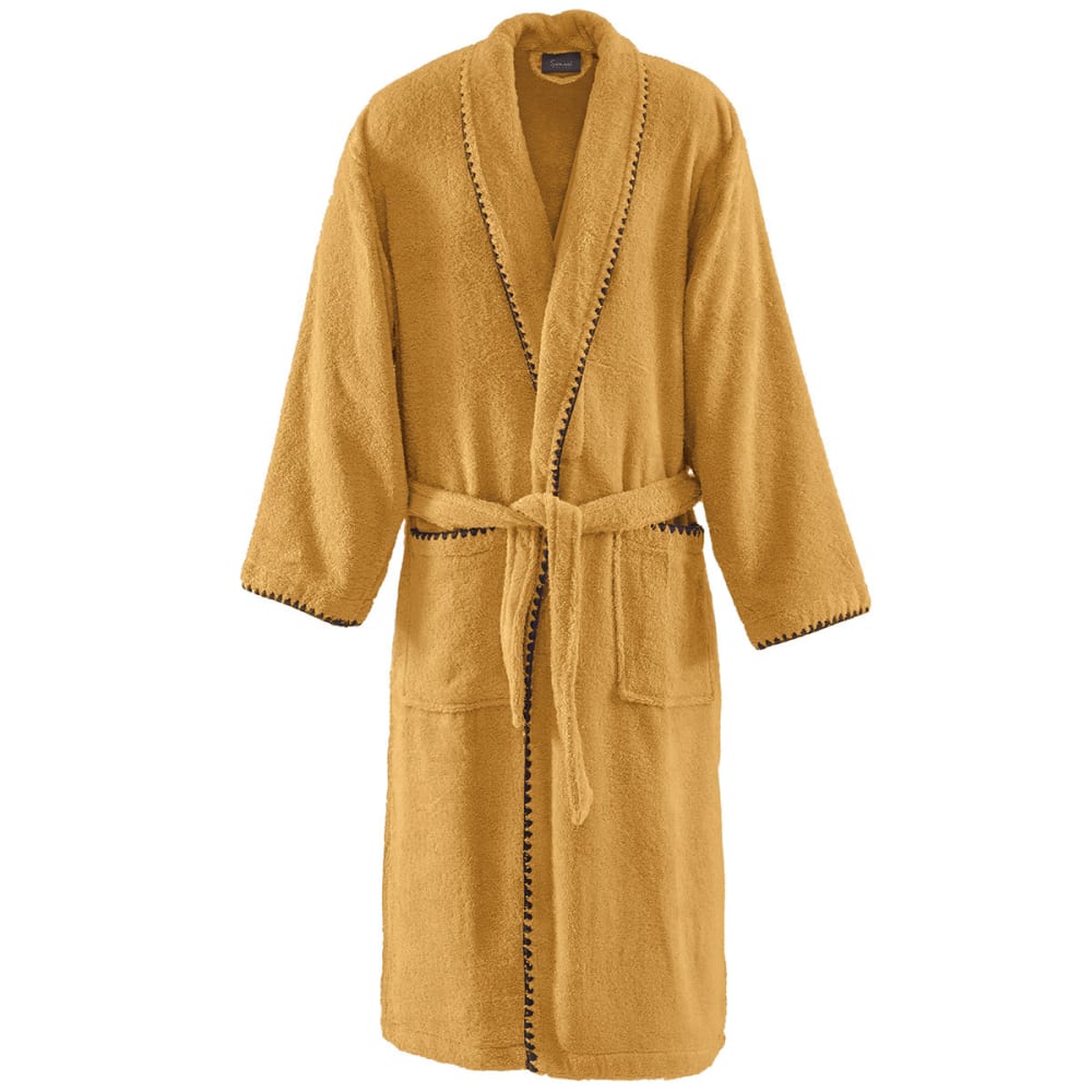 Peignoir mixte col châle - caramel