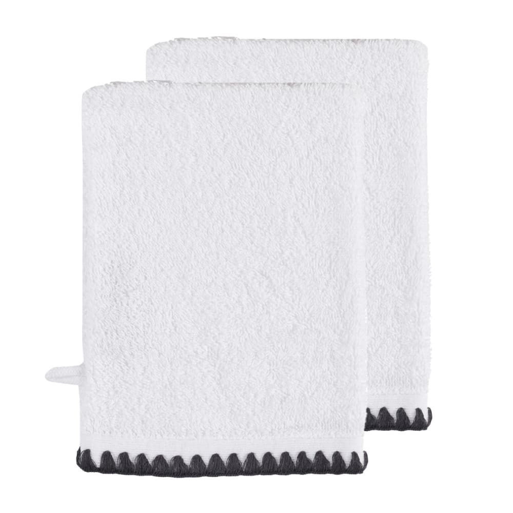 Llot de 2 gants de toilette point cavalier 50 blanc 16x21 cm