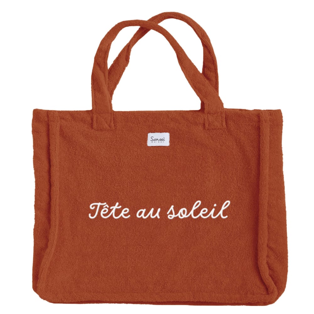 Sac de plage brodé auburn