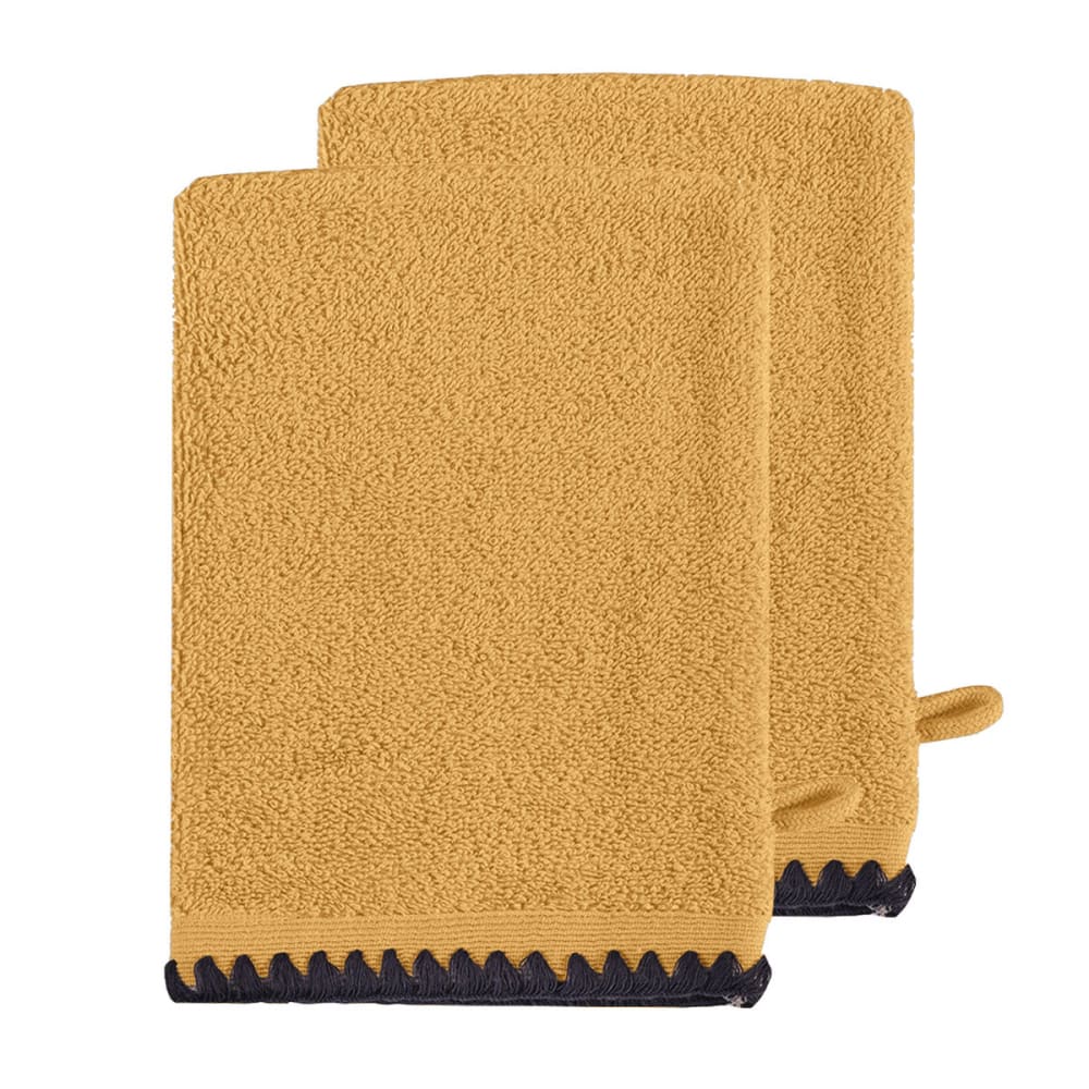 Llot de 2 gants de toilette point cavalier 50 caramel 16x21 cm
