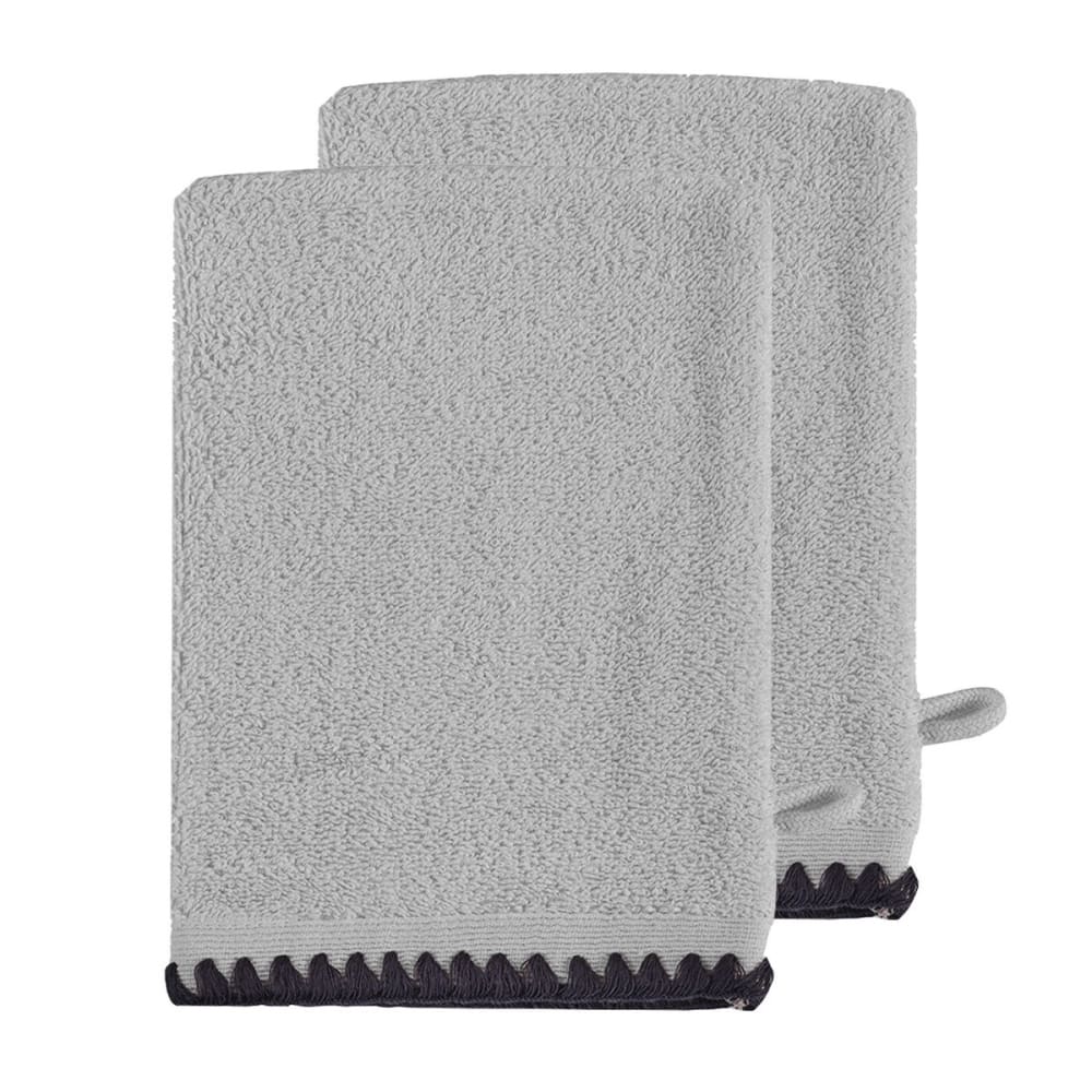 Lot de 2 gants de toilette point cavalier 500 gris perle 16x21 cm