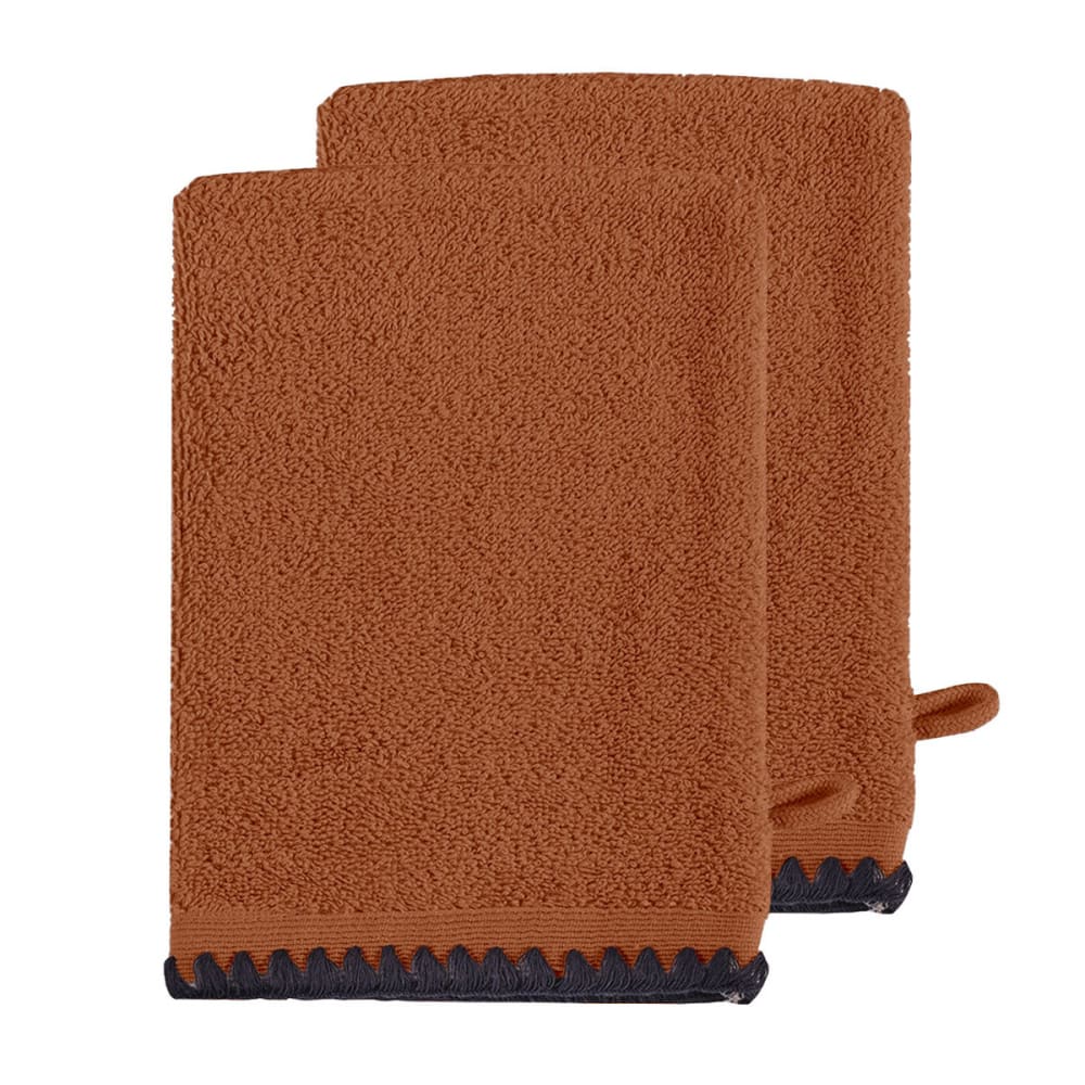 Llot de 2 gants de toilette point cavalier 50 auburn 16x21 cm