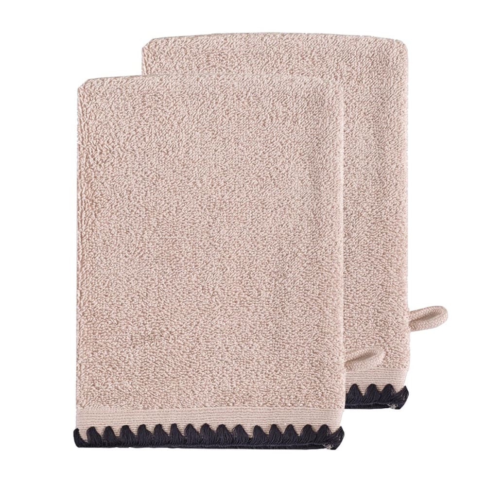 Llot de 2 gants de toilette point cavalier 50 sable 16x21 cm